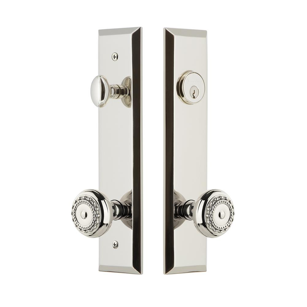 Grandeur by Nostalgic Warehouse FAVPAR Fifth Avenue Tall Plate Complete Entry Set with Parthenon Knob in Polished Nickel